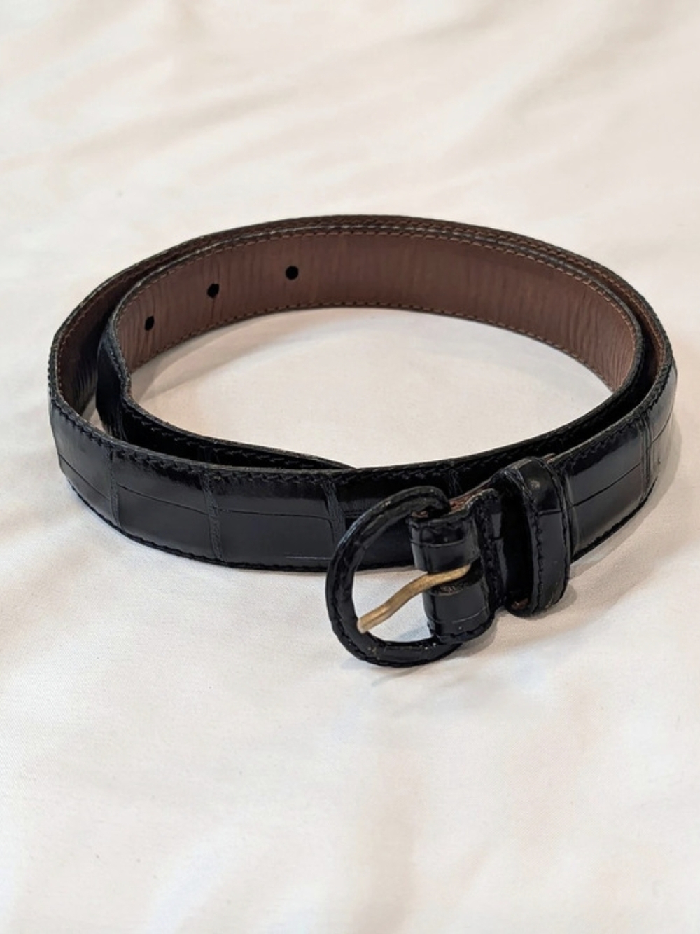 RARE Purple Label Ralph Lauren Genuine Crocodile Leather Belt in Black Size 28